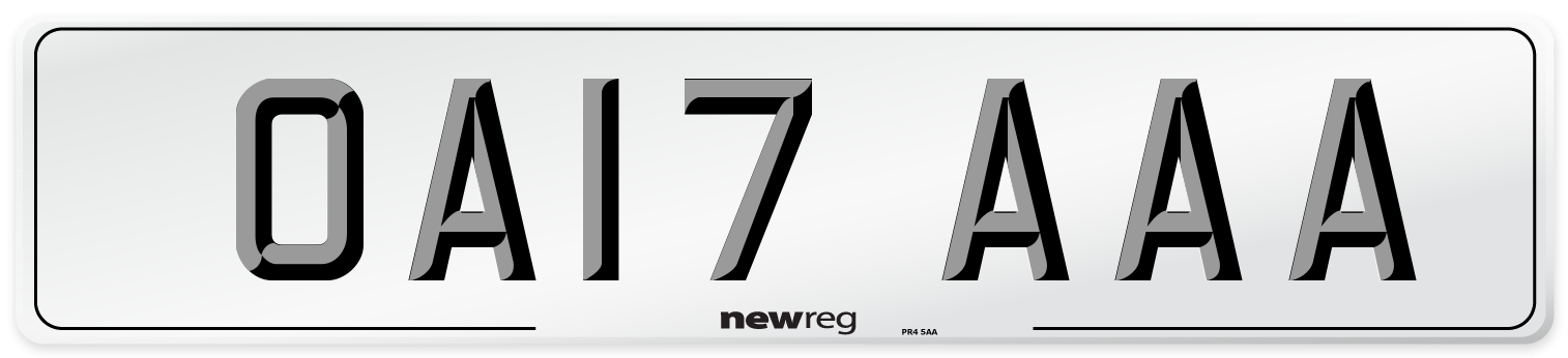 OA17 AAA Number Plate from New Reg